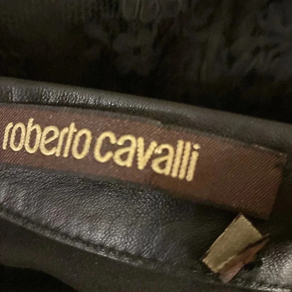 ROBERTO Cavalli leather/lace skirt size L - Picture 5 of 6